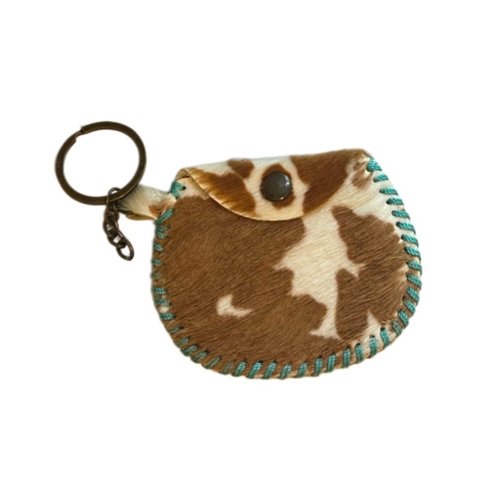 Cowhide Coin Purse Keychain